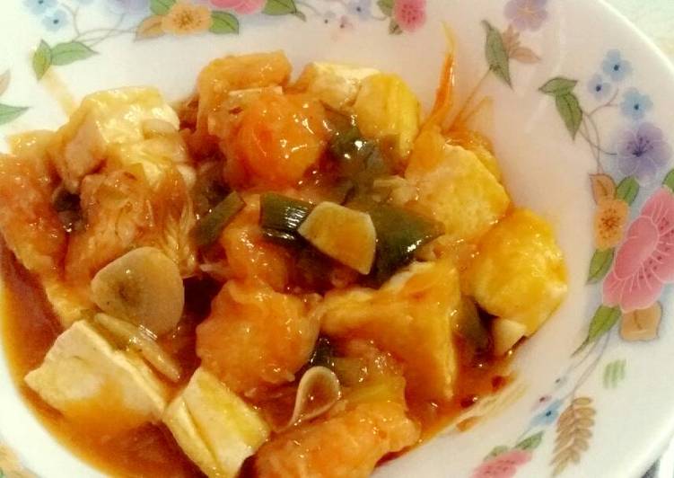 Udang mix tahu asam manis