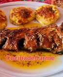 Asado de churrasco de cerdo especiado con chimichurri