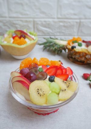Foto resep Salad Buah Saus Creamy Orange mint (Dressing)