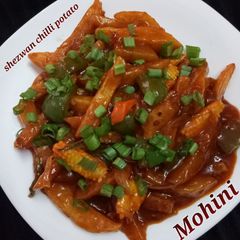 A picture of Shezwan chilli potato.