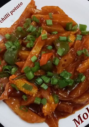 A picture of Shezwan chilli potato.