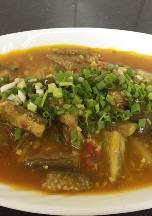 Hình của món Cà tím thịt băm sốt tỏi.