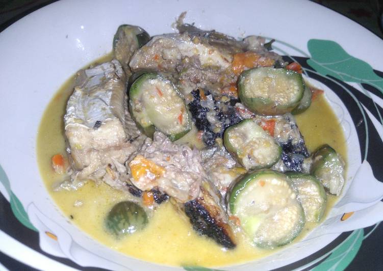 Langkah meracik Ikan Pari mix terong bulat pedas (bumbu putian) Lezat