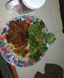 Smothered pork chops with mash potato