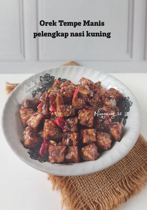Foto resep Orek Tempe Manis pelengkap nasi kuning