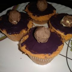 A picture of Orange muffins with chocolate ganache#valentines recipe.