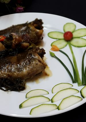 Hình của món Cá rô đồng kho dưa cải.