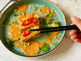 Seasoned Tofu with Peanut Sauce (Vegan)