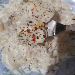 Homemade bow sooji pasta(white sauce pasta) A picture of Homemade bow sooji pasta(white sauce pasta).