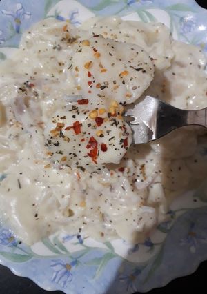 A picture of Homemade bow sooji pasta(white sauce pasta).