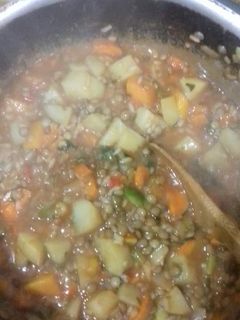 Una foto de Guiso de lentejas vegano
