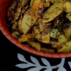A picture of Aloo soya leaves sabzi.
