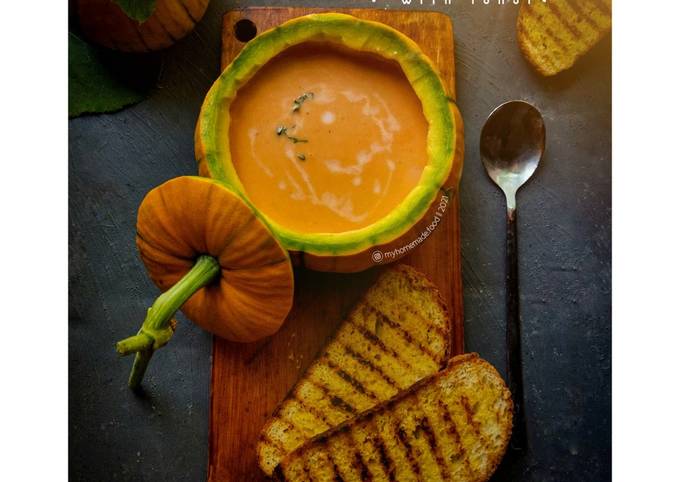 Cara Buat Pumpkin Soup with Toast Wajib Dicoba