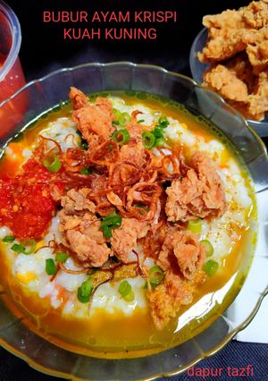 Foto resep Bubur Ayam Krispi Kuah Kuning
