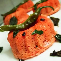 A picture of Red velvet dhokla.