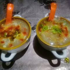 A picture of Chicken corn soup.