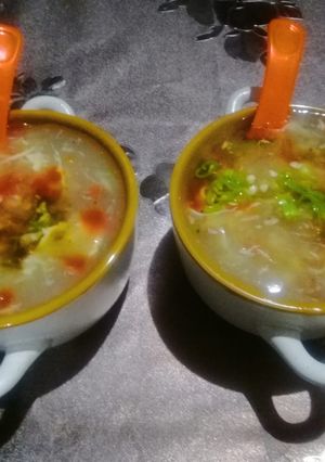A picture of Chicken corn soup.