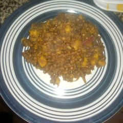 A picture of Porriage beans with unripe plantain.