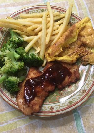 Foto resep Ayam katsu saos bbq + telur