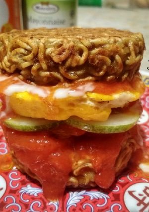 Foto resep Burger Mie Rendang Mini