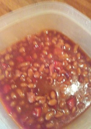 A picture of Baked Beans (microwave style).