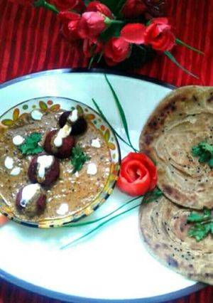 A picture of Beetroot malai kofta.