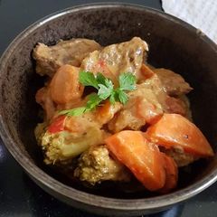 A picture of Crock pot beef vegetable soup.