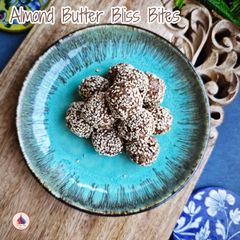 A picture of Almond butter bliss bites.
