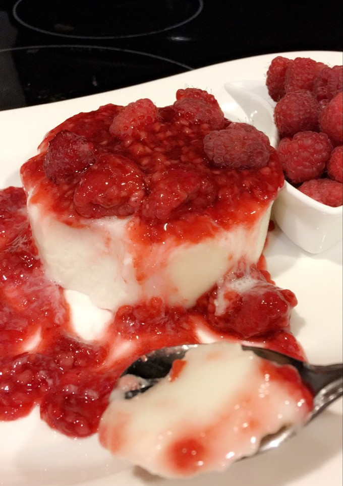Una foto de Panna cotta proteica