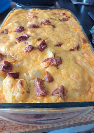 Une photo de Gratin choux fleur au chorizo