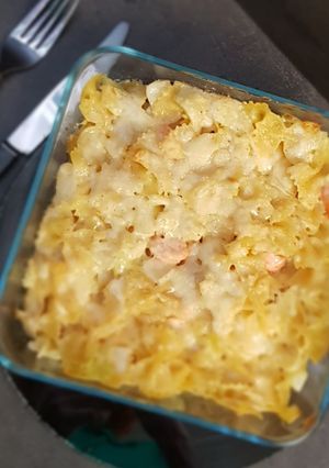 Une photo de °Gratin de pâtes au saumon°