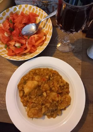 Una foto de Papas con mote (receta abueli María)