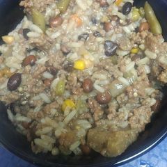 A picture of Sausage, Beef, and Beans.
