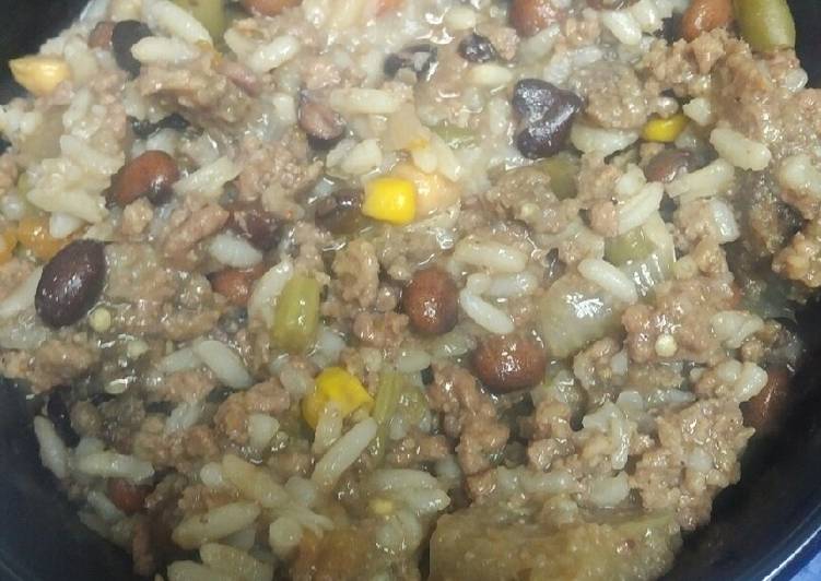 Recipe of Delicious Sausage, Beef, and Beans