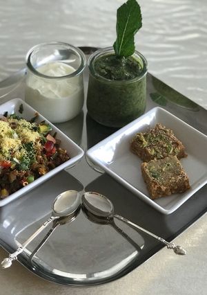 A picture of Vagharelo Rotla (curried pearl millet roti).