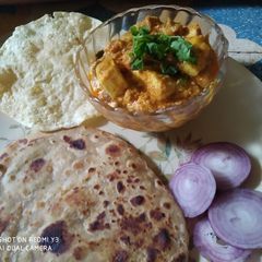 A picture of Mix panjabi sabji with paratha.