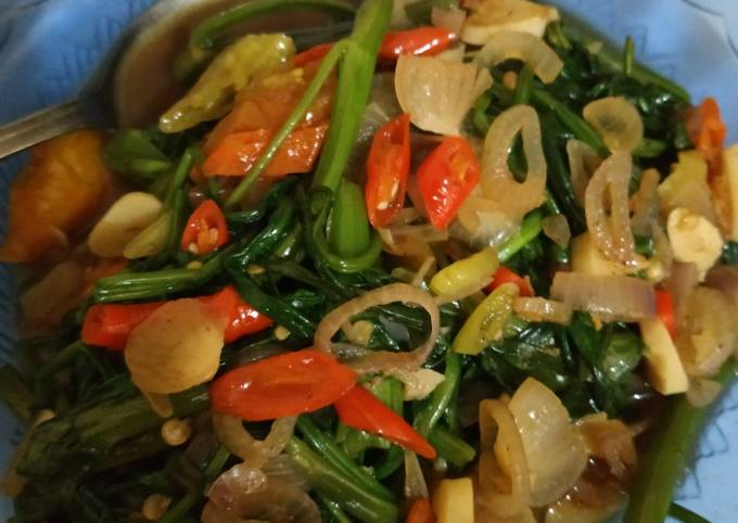 Resep Tumis kangkung simple enak pedas Anti Gagal