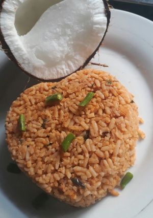A picture of Coconut jollof rice.