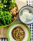 น้ำพริกหนุ่ม🌶️🧄ผักลวก🥬🥦กับไข่ต้ม🥚
