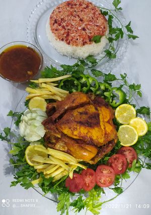 عکسی از دستور مرغ شکم پر خوشمزه