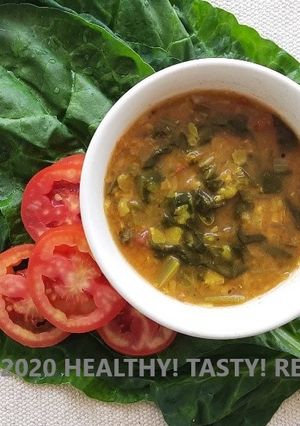 A picture of Swiss chard Sambhar.