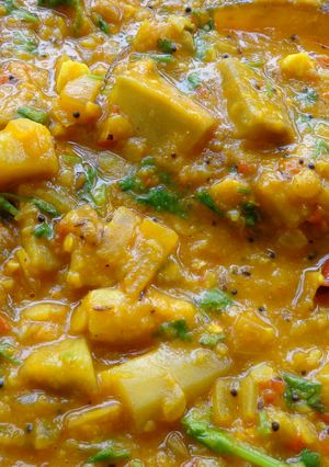 A picture of Lauki Dal (Bottlegourd lentil curry).