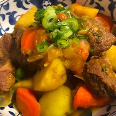 A picture of Japanese Beef Potato with Curry Powder.