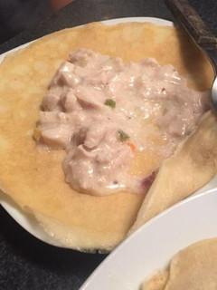 Una foto de Panqueques con relleno de pollo