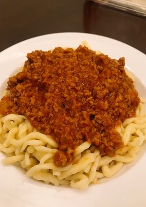 Hình của món Mì trứng homemade sốt spaghetti.