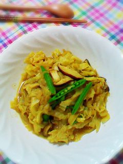 咖哩炒香菇高麗菜(素) 的食譜成品照片