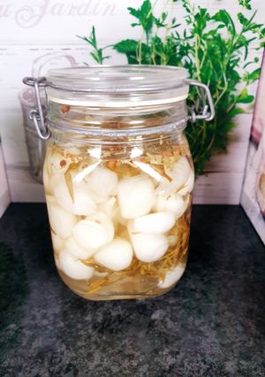 Une photo de Oignons nouveaux du jardin au vinaigre