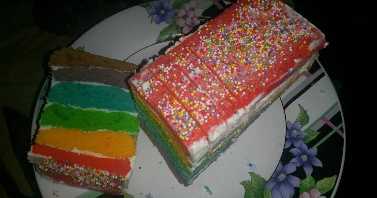 Resep Rainbow Cake Mudah oleh Hifnelda Lubis - Cookpad