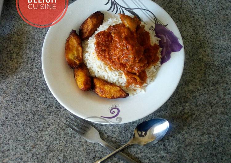 Get Healthy with White rice and chicken stew with plantain!