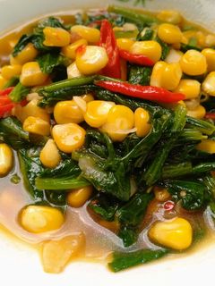 Foto resep Tumis Jagung Sawi Hijau